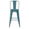 Emma and Oliver Nova Distressed Metal Stools with Backs and Polystyrene Seats for Indoor/Outdoor Use